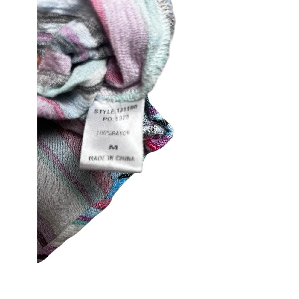 GiGiO Womens Purple Blue Striped Surplice Tie Neck Wrap Top Blouse‎ TJ1100 M